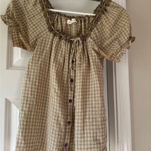 Brazil Plaid Brown Blouse